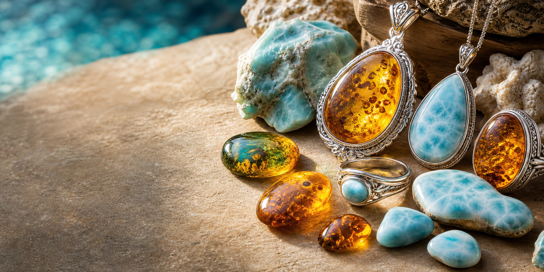 Larimar, Dominican Amber and Caribbean jewelry by the coast