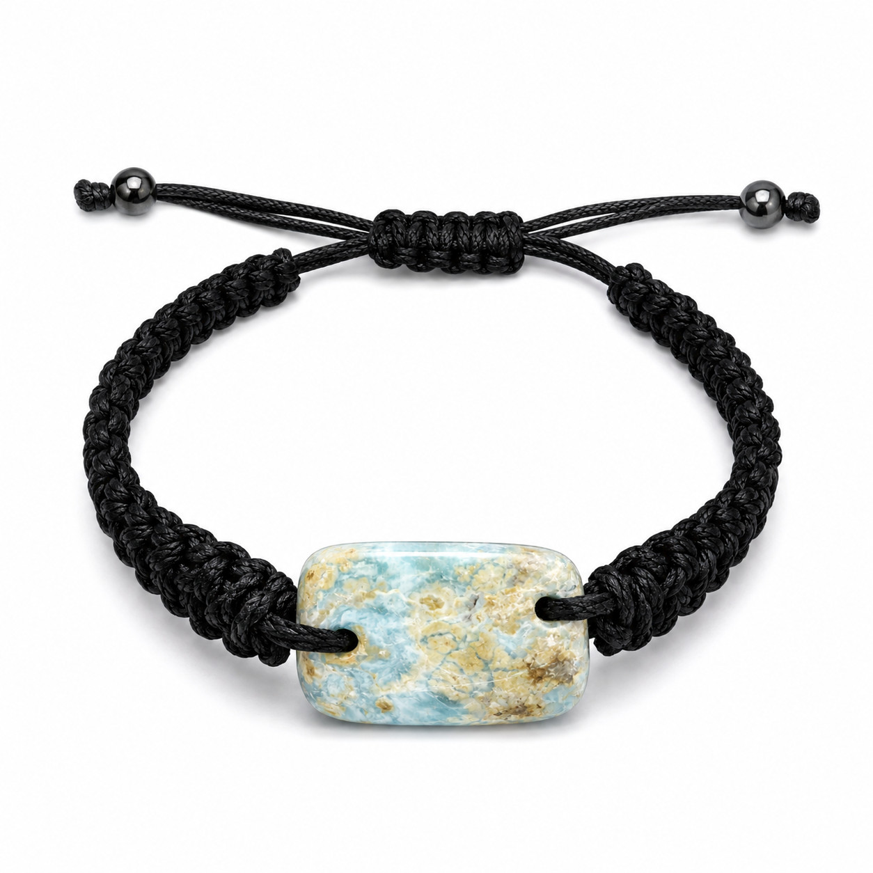 Rarest Natural Ocean Blue Larimar Bracelet Wristband adjustable cord