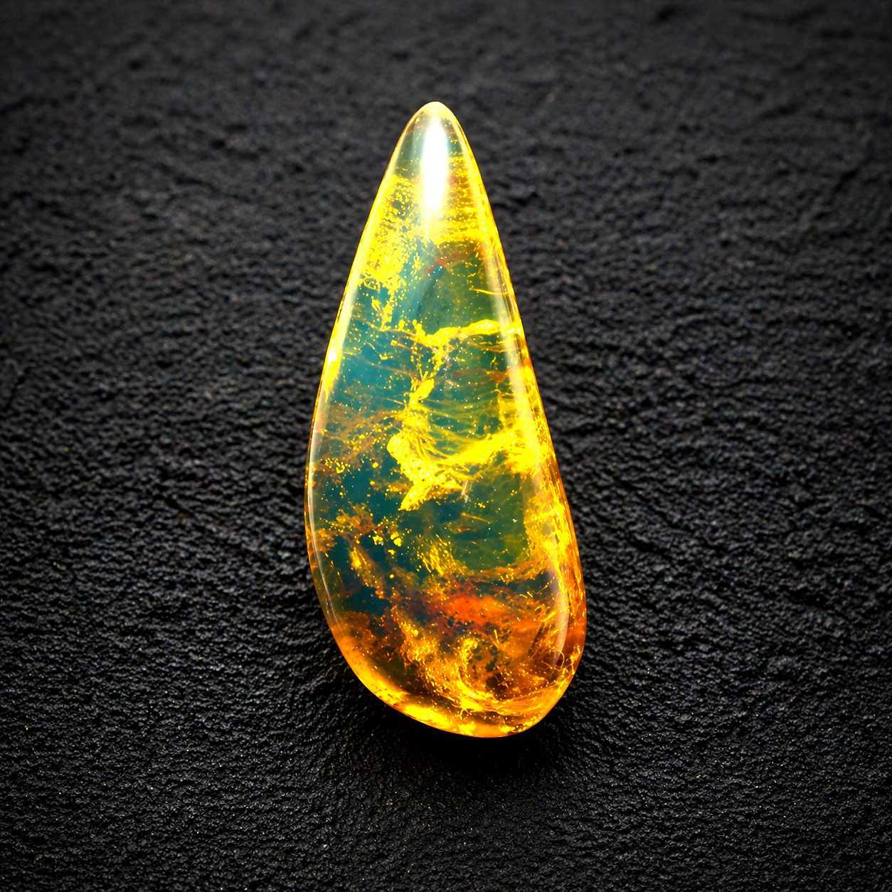 Lovely Natural Dominican Clear Green Blue Amber Polished Stone 22mm