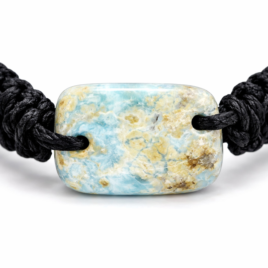 Rarest Natural Ocean Blue Larimar Bracelet Wristband adjustable cord