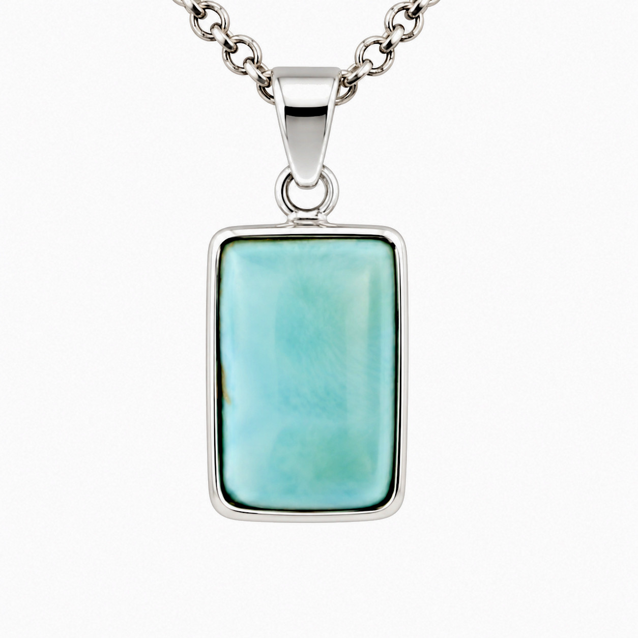 Echter Ozeanblauer Larimar Anhänger aus 925 Sterling Silber – Rechteckig 35mm