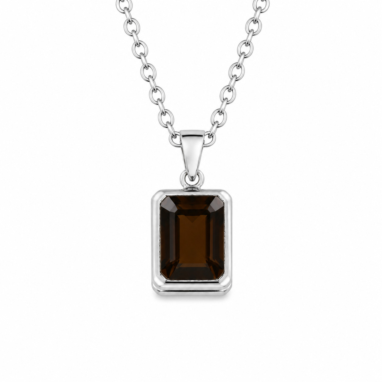 Unique Premium Brown Smoky Quartz 925 Sterling Silver Rectangular Faceted 30mm
