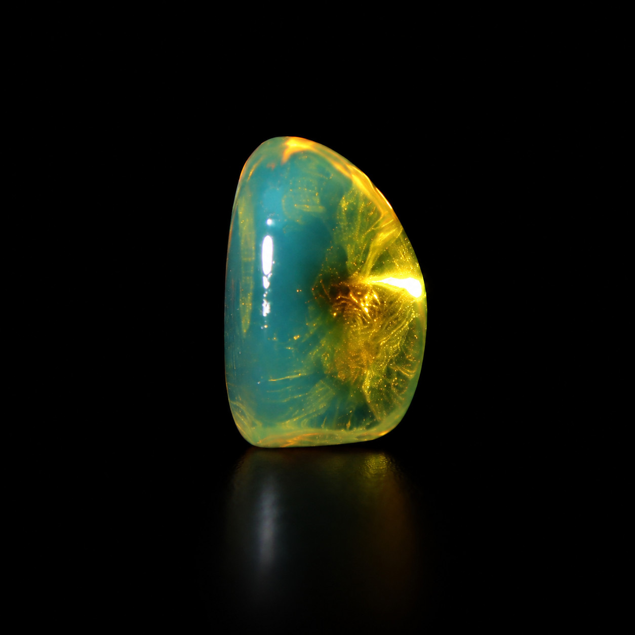Handcrafted Natural Blue Amber Polished Stone 13mm
