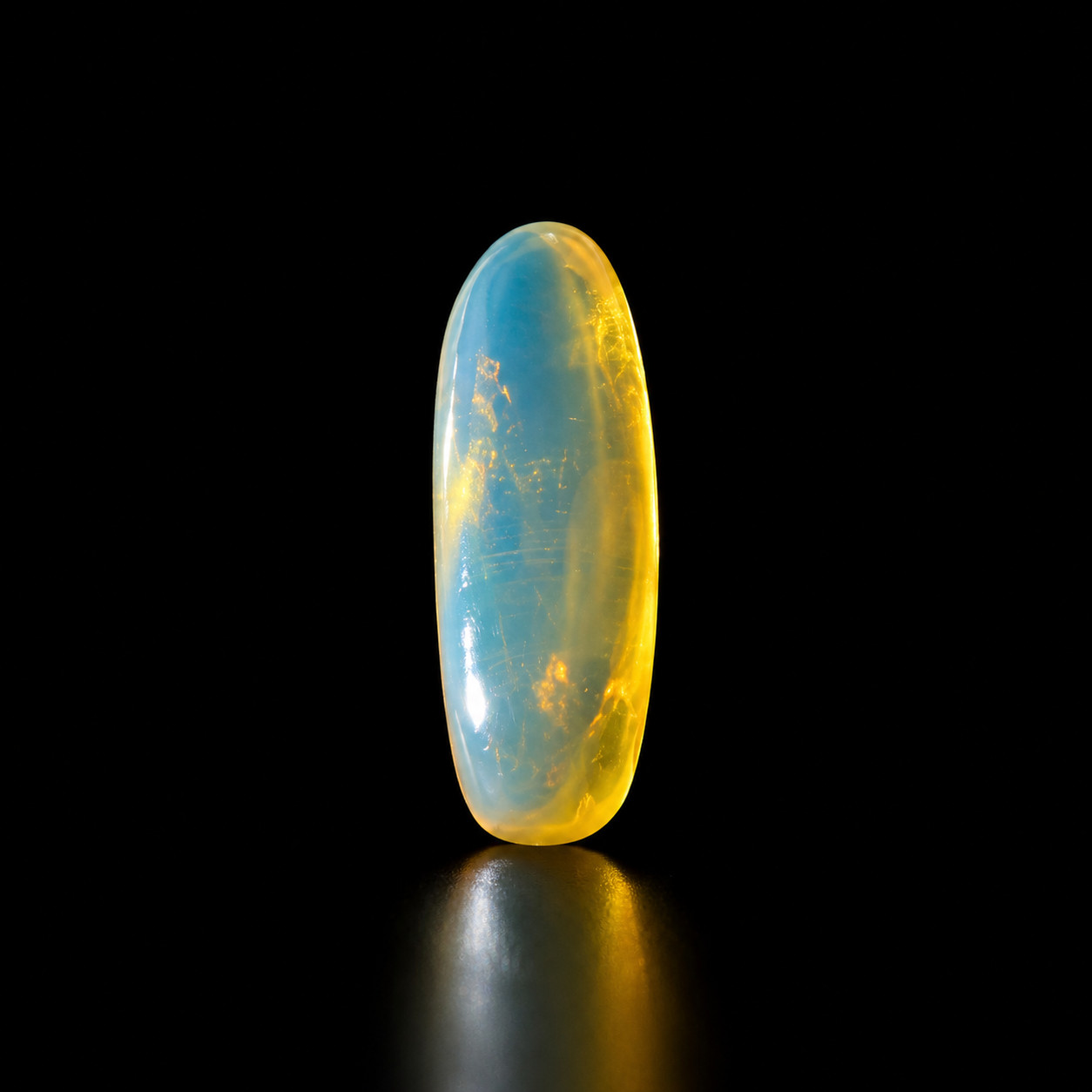 Polished Statement Blue Amber Polished Stone 17mm