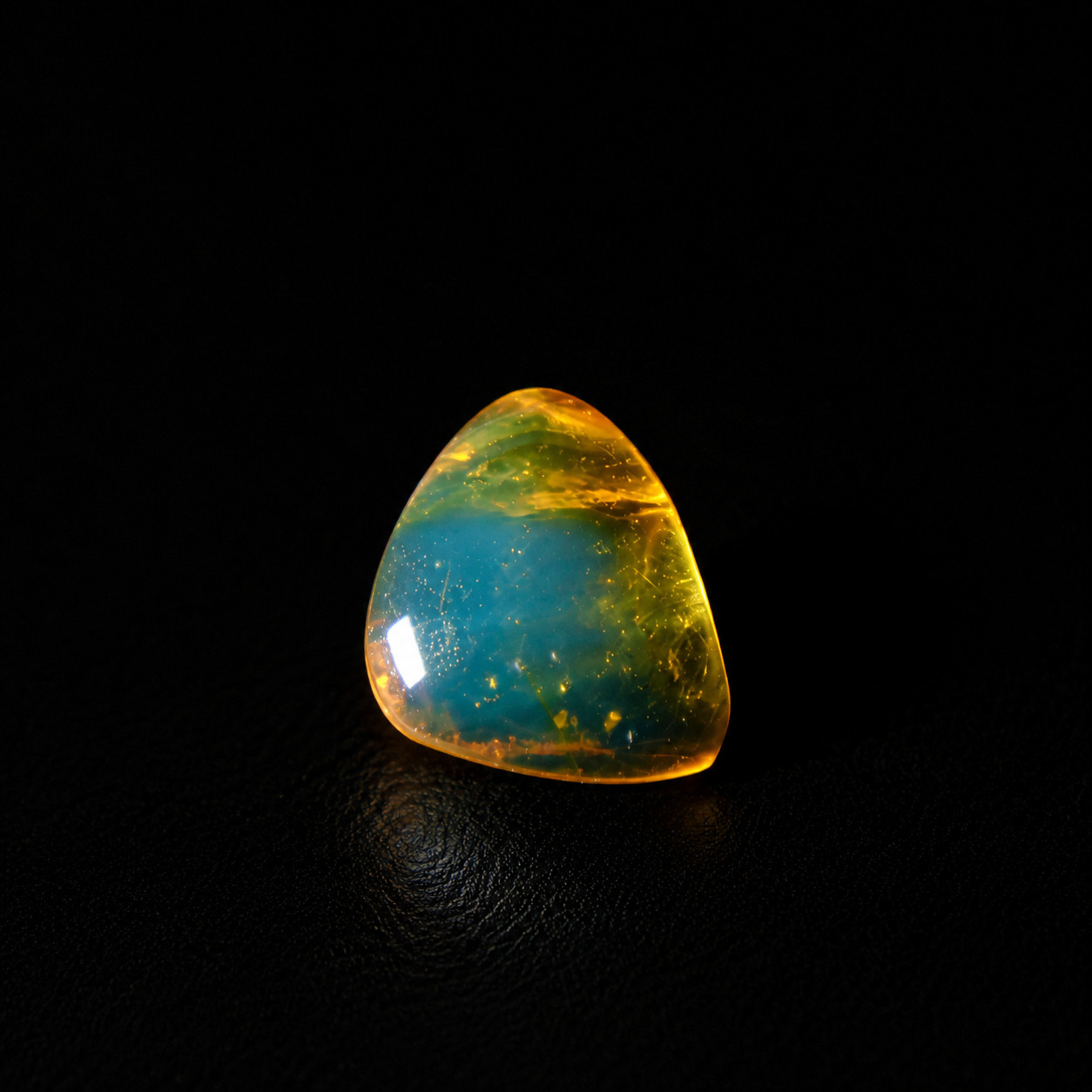 Statement Gift Blue Amber Polished Stone 16mm