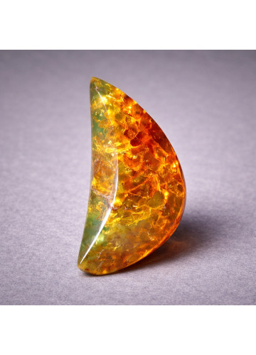 Excellent Natural Dominican Translucent Orange Green Amber Polished Stone 34mm