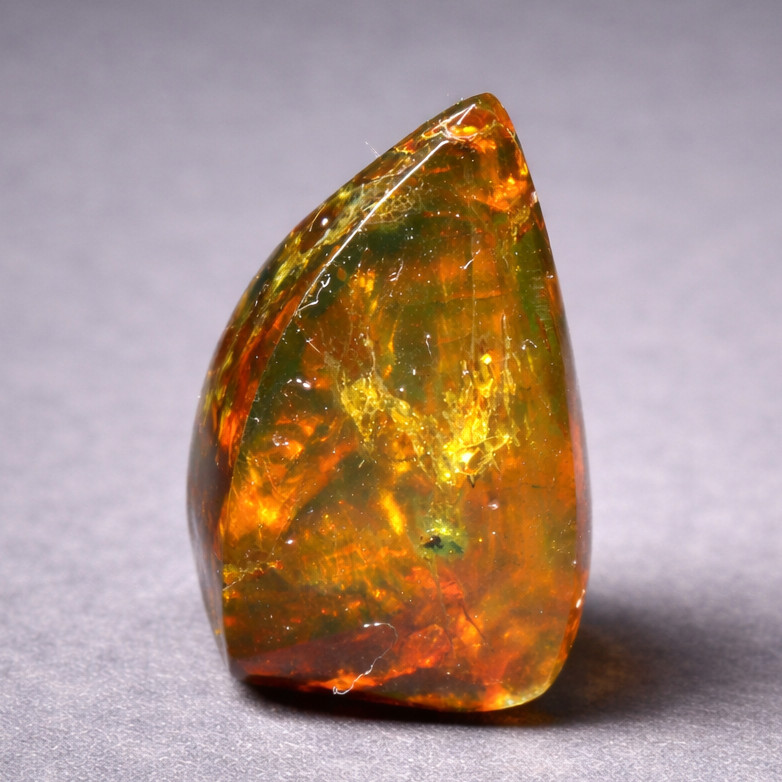 Impressive Natural Dominican Transparent Orange Green Amber Polished Stone 32mm