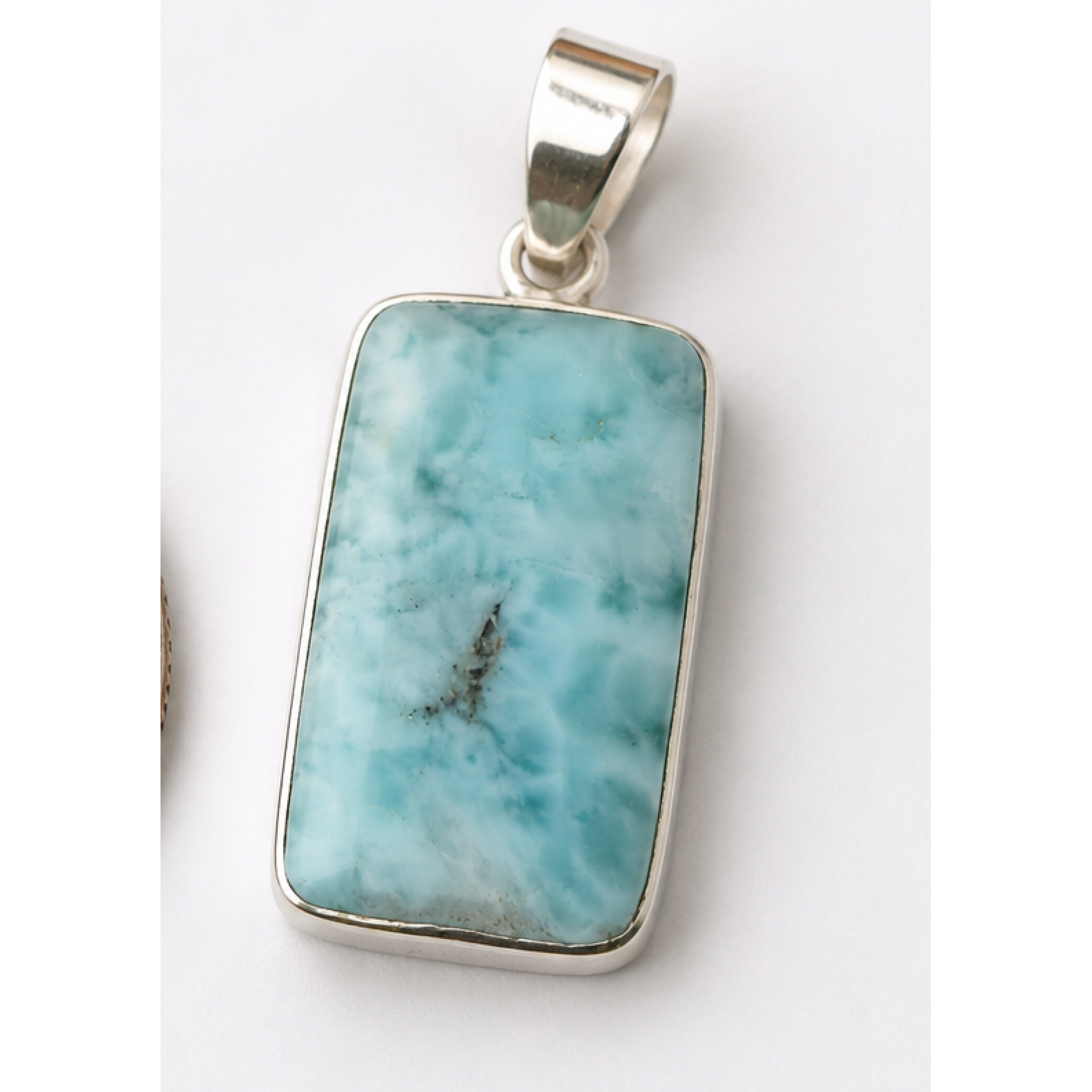 Studio Made Sky Blue Larimar 925 Sterling Silver Teardrop Pendant 30mm