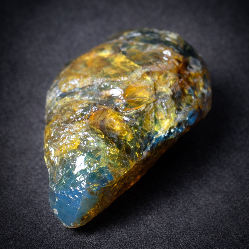 Rare Inclusions Dominican Clear Volcanic Blue Amber Rough Specimen 75mm 35.1g