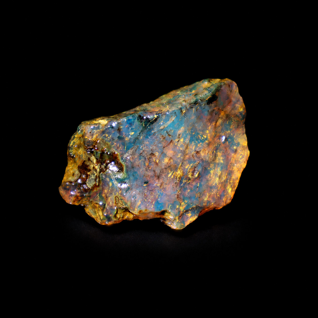Elegant Fine Orange Blue Dominican Amber Rough Specimen Chunk 38mm 10.9g