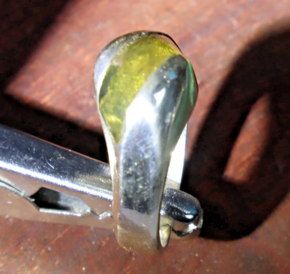Beautiful Natural Clear Light Green Amber .925 Sterling Silver Ring #6.5