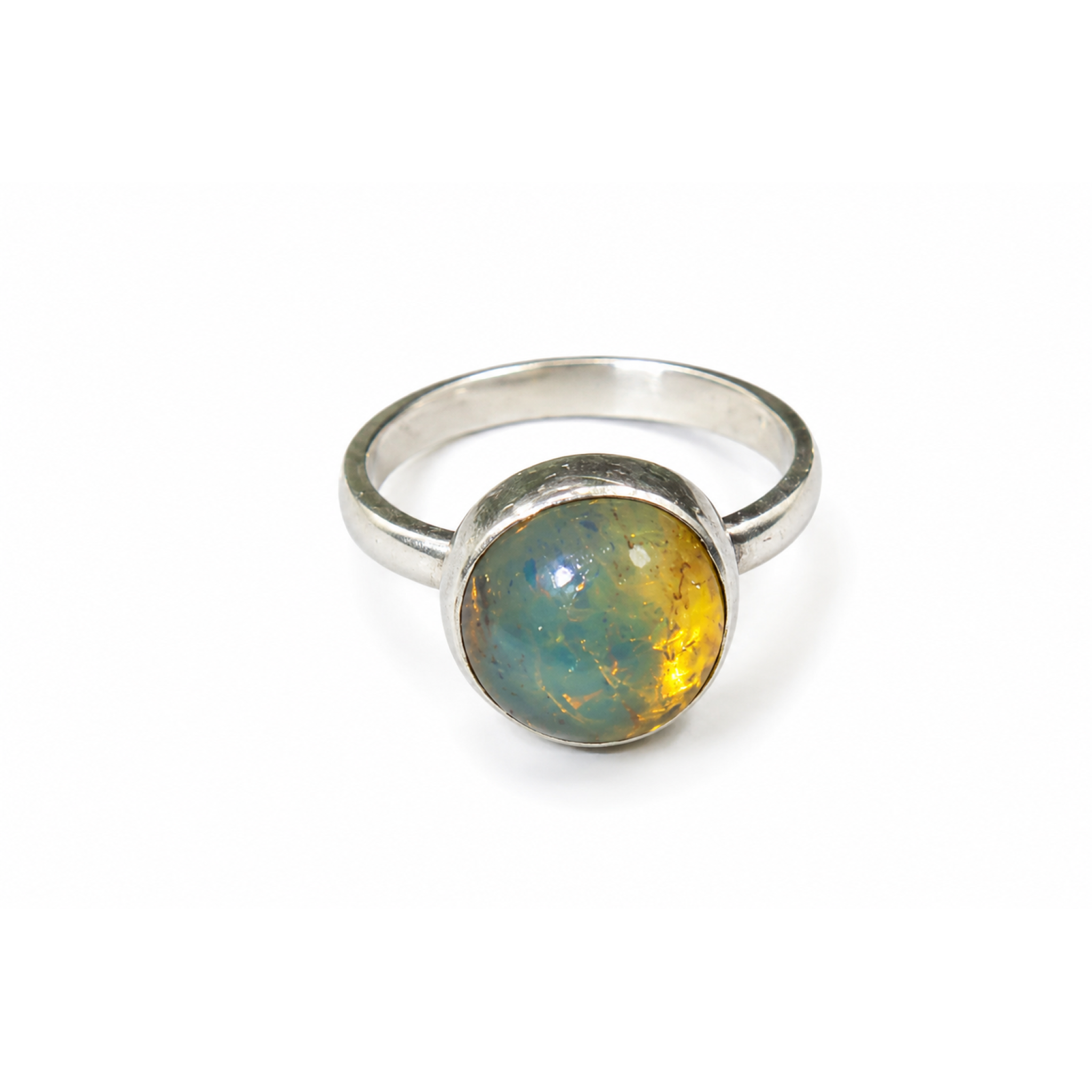 Genuine Sky Blue Dominican Amber 925 Sterling Silver Clear Oval Ring #6.75