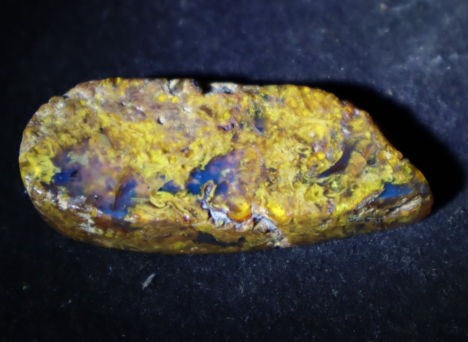 Charming Design Natural Translucent Deep Blue Amber Slab Slice Specimen 47mm 6g
