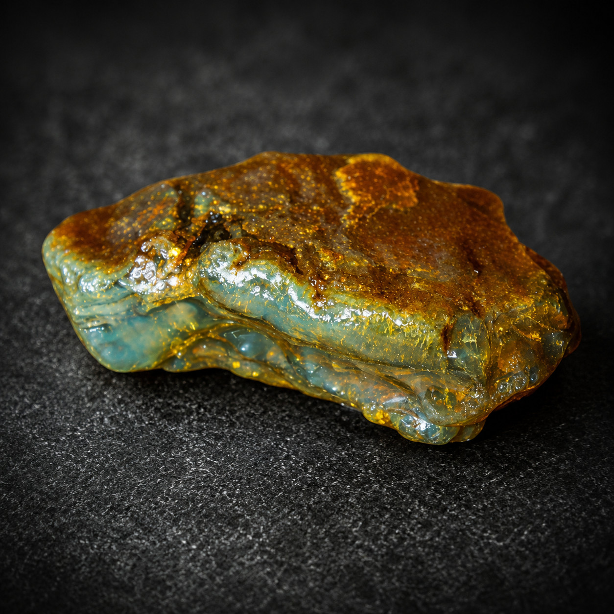 Fines Natural Dominican Crystal Clear Orange Green Amber Rough Specimen 54mm 15g