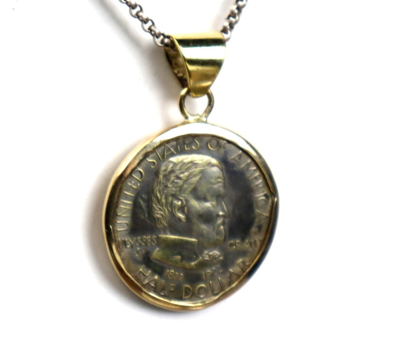 Handcrafted US 1922 Ulysses S. Grant HALF DOLLAR Coin Pendant 100th anniversary