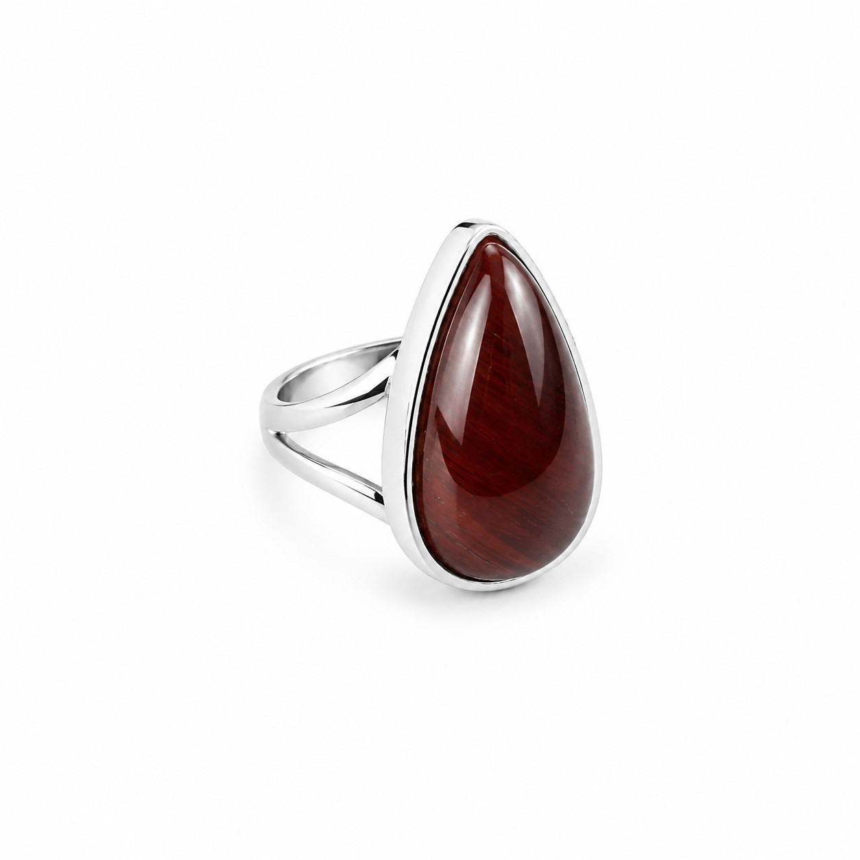 Unique Premium Red Red Tiger'S Eye 925 Sterling Silver Teardrop Ring US#7
