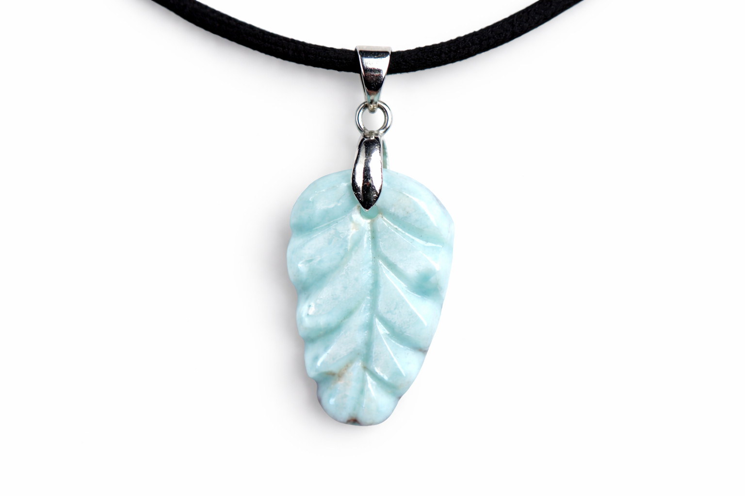 Beautiful Natural Light Blue Larimar Necklace adjustable free leather cord