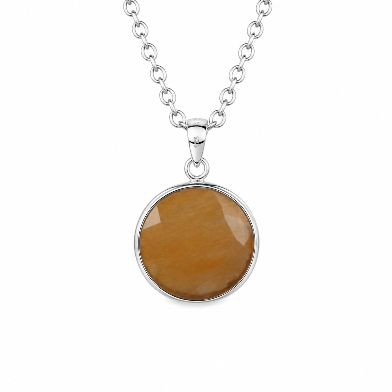 Artisan Polished Yellow Quartz 925 Sterling Silver Round Pendant 43mm
