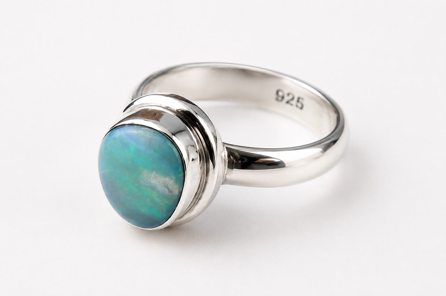 Genuine Beautiful Sky Blue Larimar 925 Sterling Silver Ring US#8 1/2