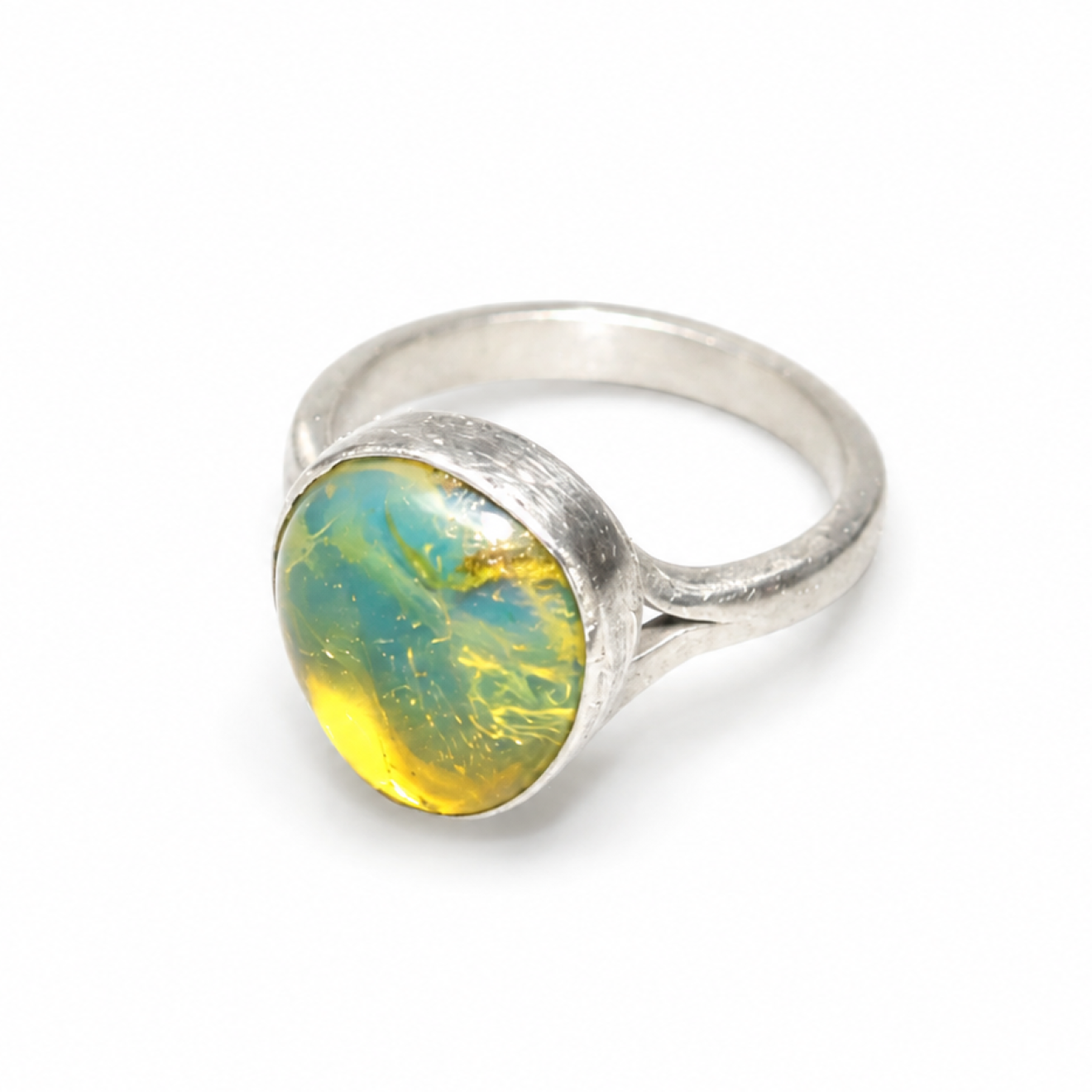 Island Crafted Clear Light Blue Dominican Amber 925 Sterling Silver Ring #6