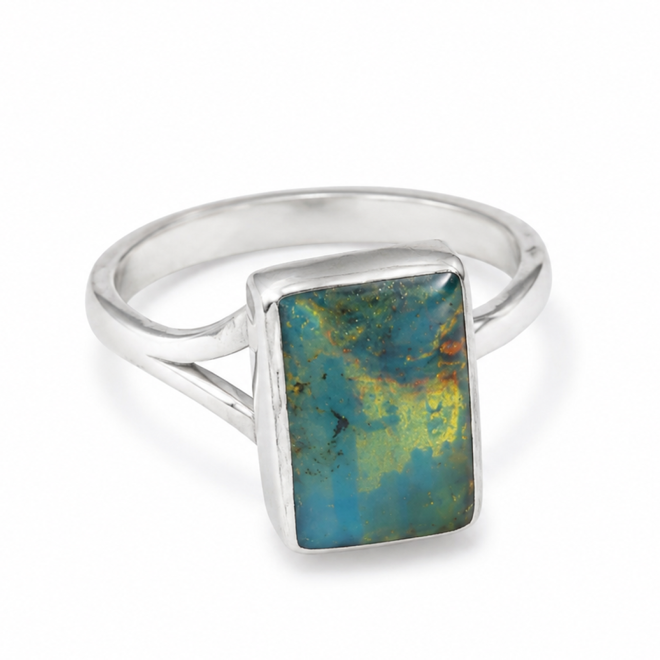Hand Finished Translucent Sky Blue Dominican Amber 925 Sterling Silver Ring #7