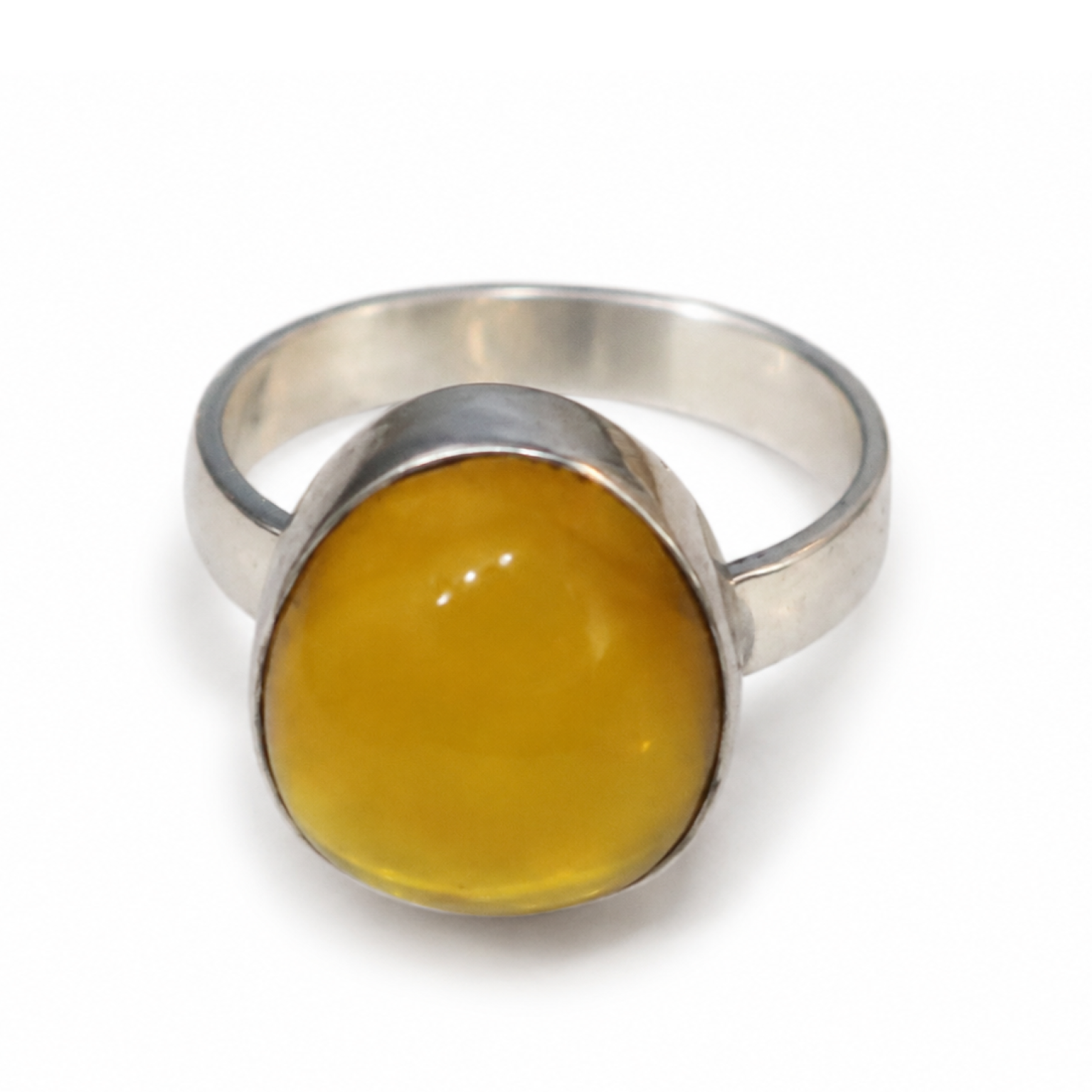 Natural Dominican Clear Yellow Amber Ring 925 Sterling Silver Size 6 Jewelry