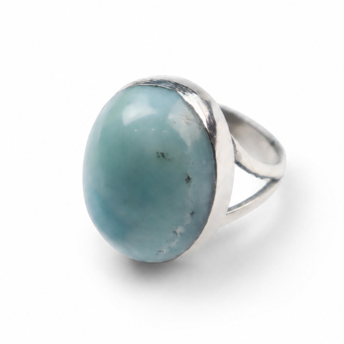 Handmade Sky Blue Larimar 925 Sterling Silver Ring #8.5