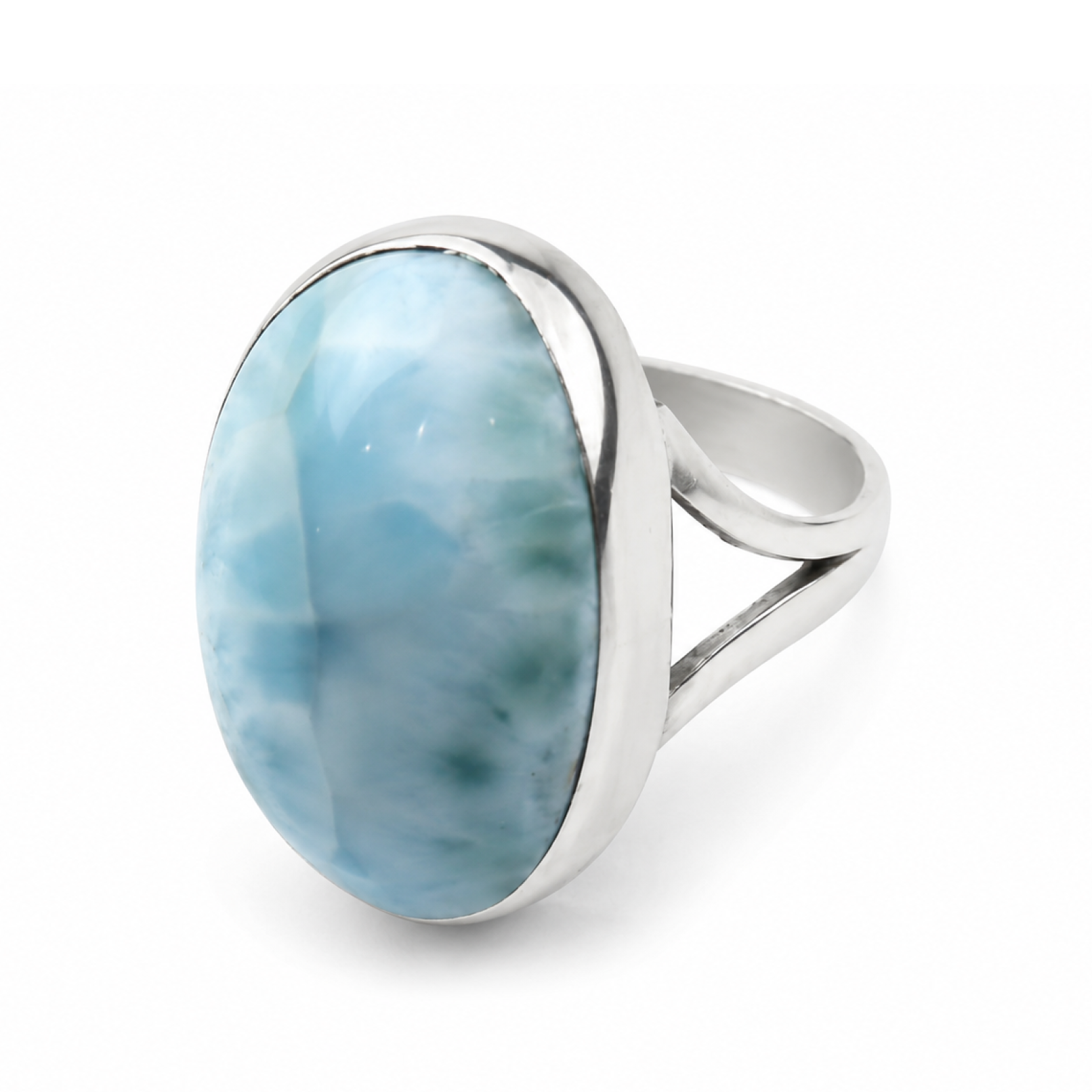 Timeless Island Style Sky Blue Larimar 925 Sterling Silver Ring #7.25