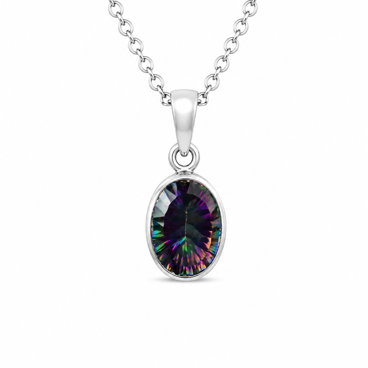 Unique Premium Multicolor Mystic Topaz (Coated Topaz) 925 Sterling Silver Oval