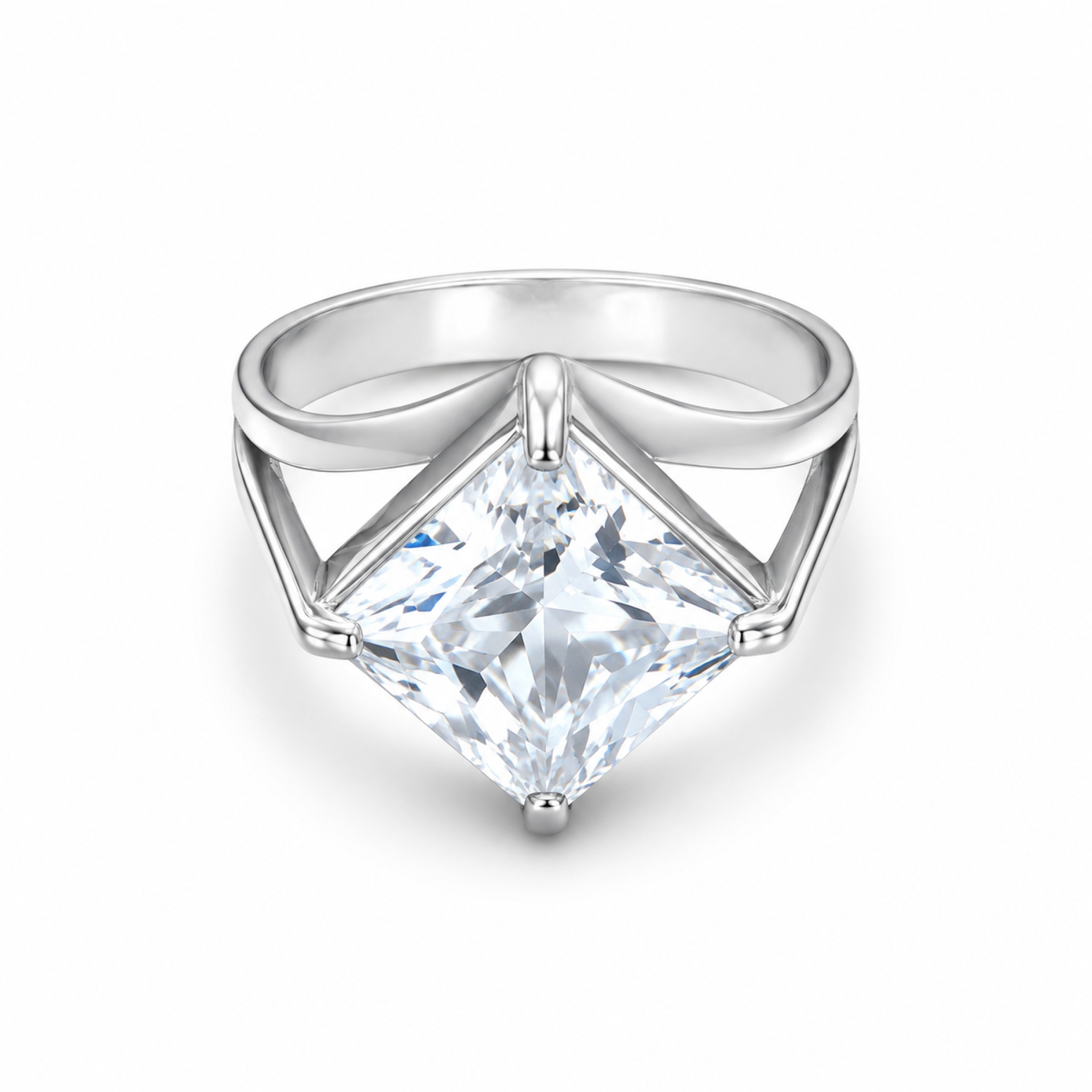 Exceptional Clear White Cubic Zirconia 925 Sterling Silver Ring #6