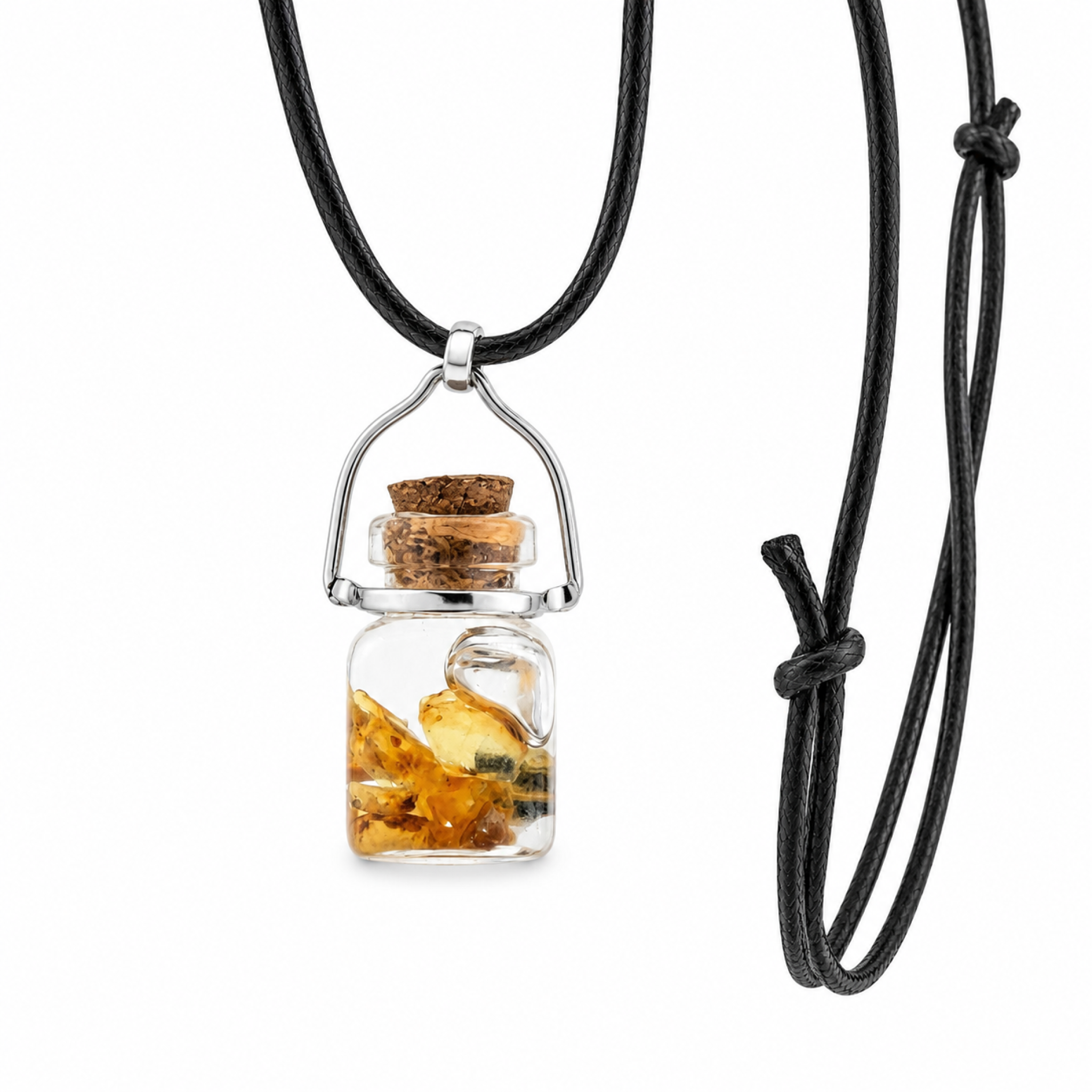 Artisan Crafted Clear Deee Yellow Dominican Amber 925 Sterling Silver Necklace 38mm