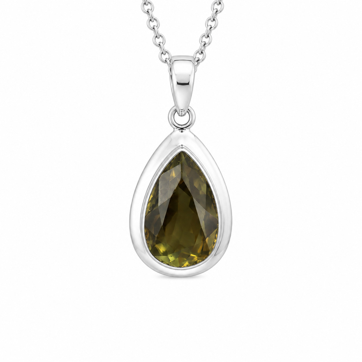 Handcrafted Natural Brown Greenish Yellow Smoky Quartz 925 Sterling Silver 38mm