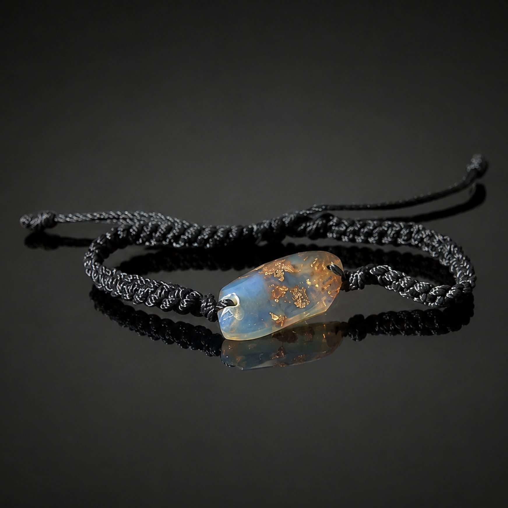 Unique Clear Deep Blue Dominican Amber Bracelet 25mm