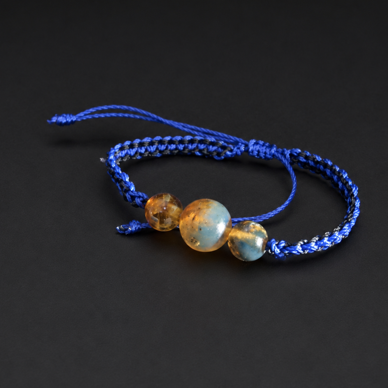 Artisan Clear Deep Blue Dominican Amber Bracelet 28mm