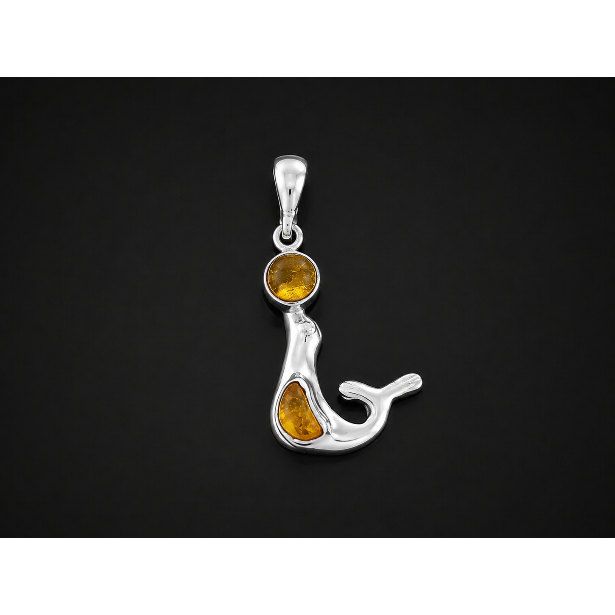 Chic Clear Yellow Dominican Amber 925 Sterling Silver Pendant 41mm