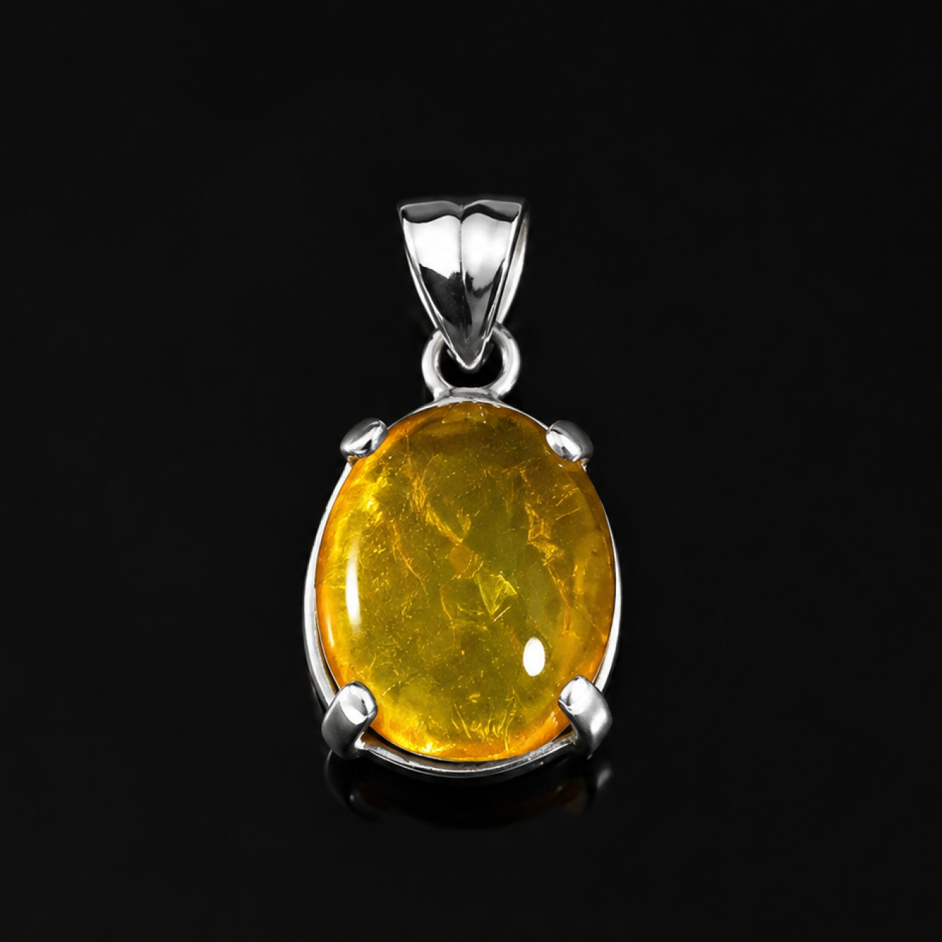 Untreated Clear Midge Gnat Dominican Amber 925 Sterling Silver Fossils 28mm 2.9g