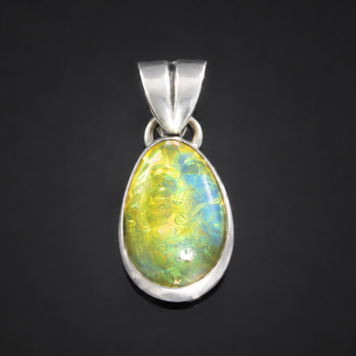 Classic Clear Yellow Blue Dominican Amber 925 Sterling Silver Pendant 23mm