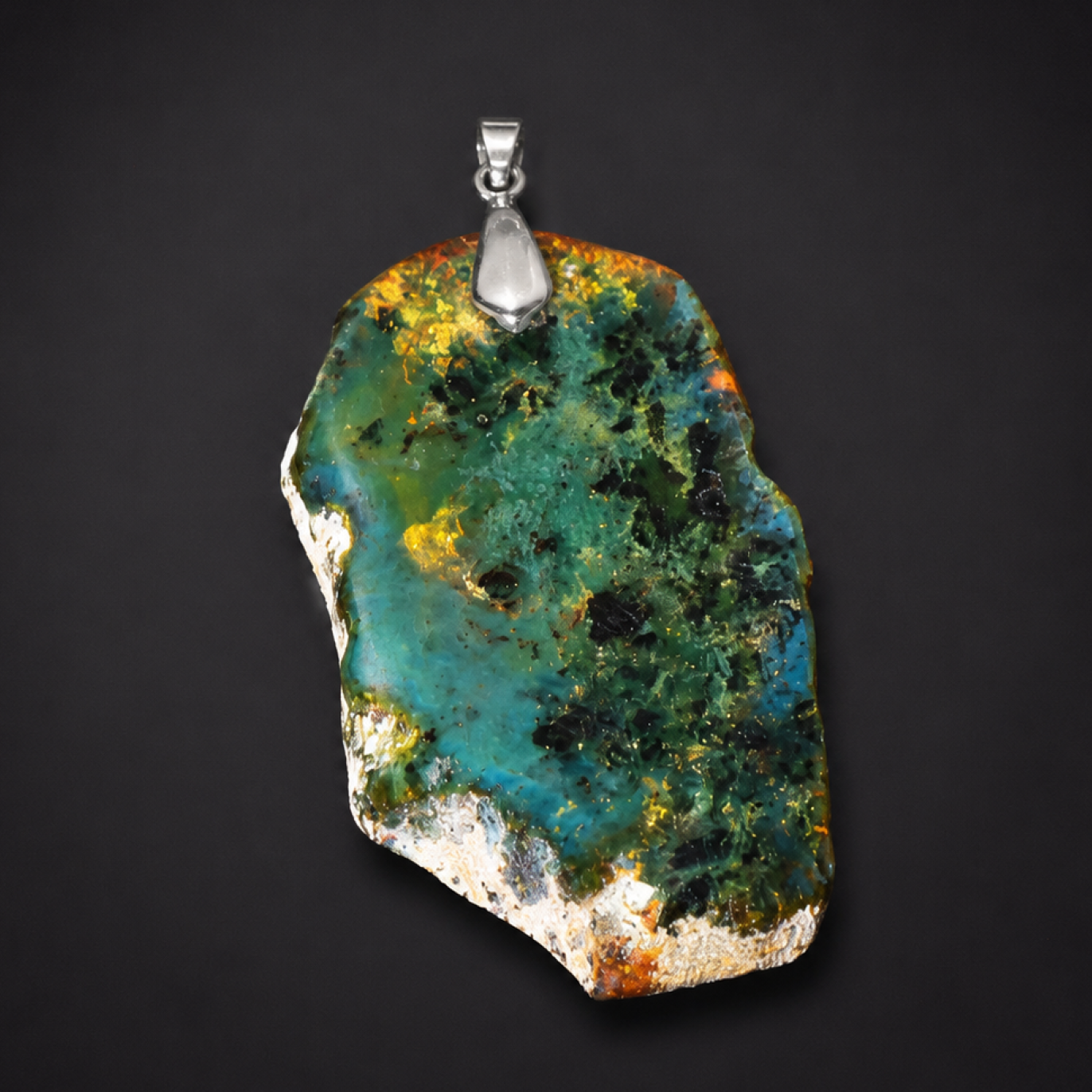 Earth-Crafted Translucent Green Blue Dominican Amber 925 Sterling Silver Pendant 77mm