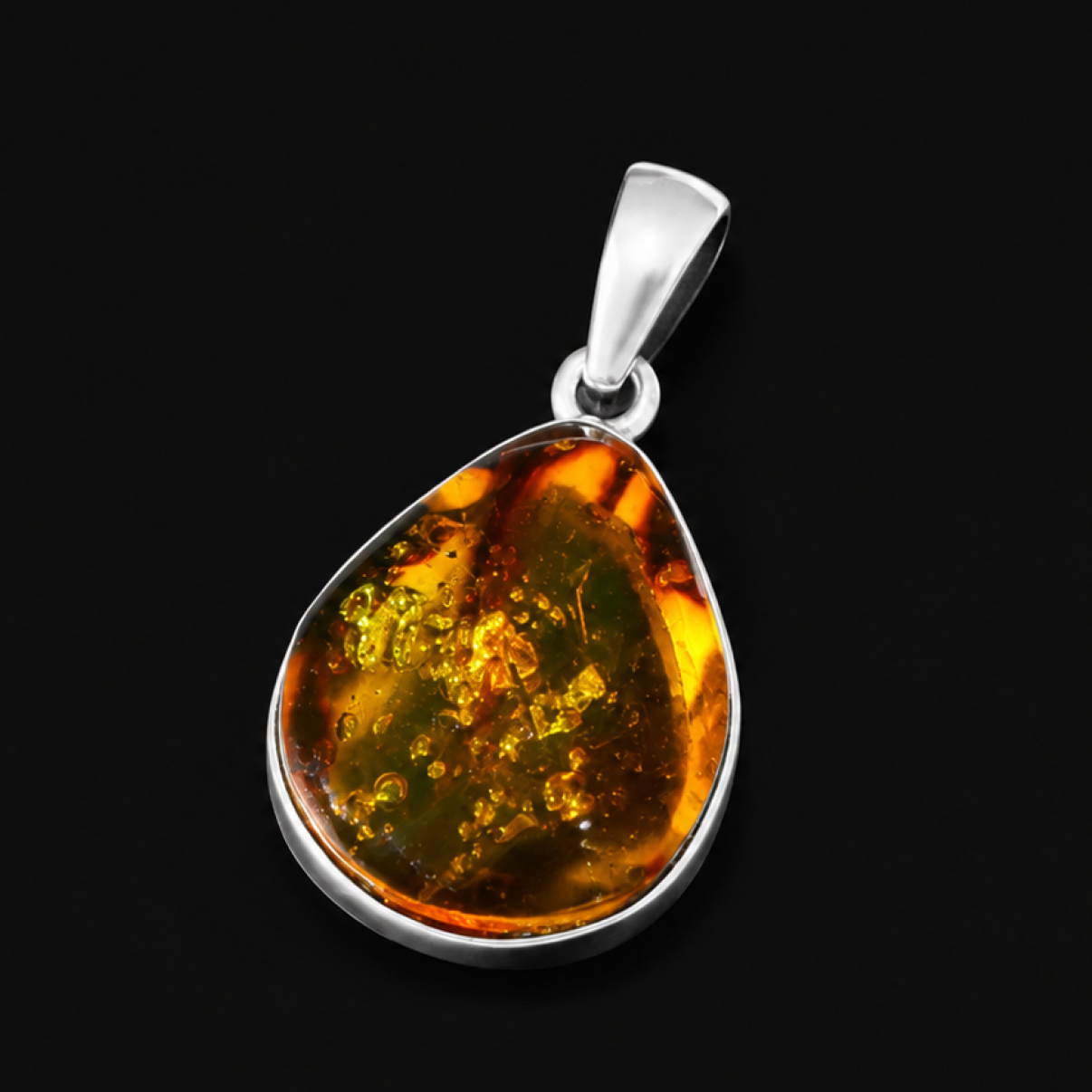 Artisan Crafted Translucent Yellow Brown 925 Sterling Silver Dominican Amber Pen