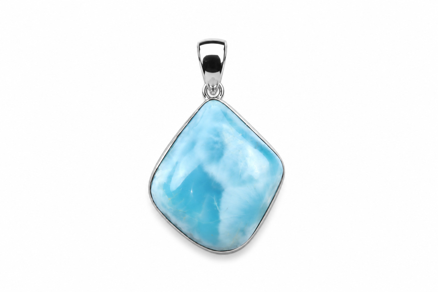 Genuine Beautiful Sky Blue Larimar 925 Sterling Silver Pendant 38mm 10.6g