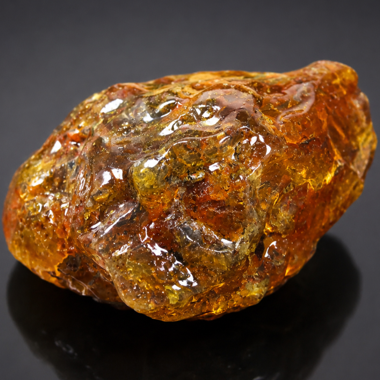 Clear deep orange Natural Dominican Amber rough Rough Specimen 59 mm