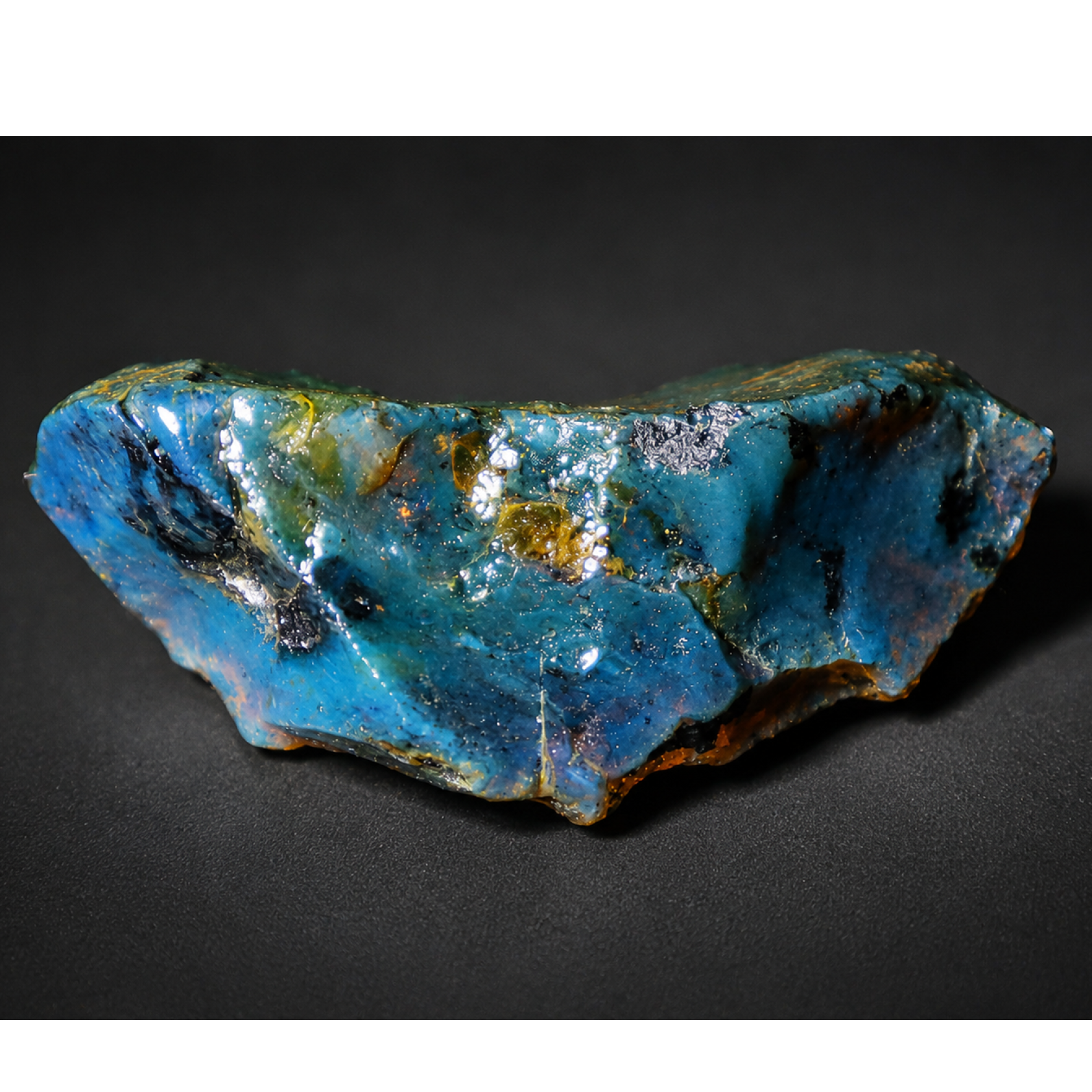 Translucent deep blue Natural Dominican Amber rough Rough Specimen 55 mm