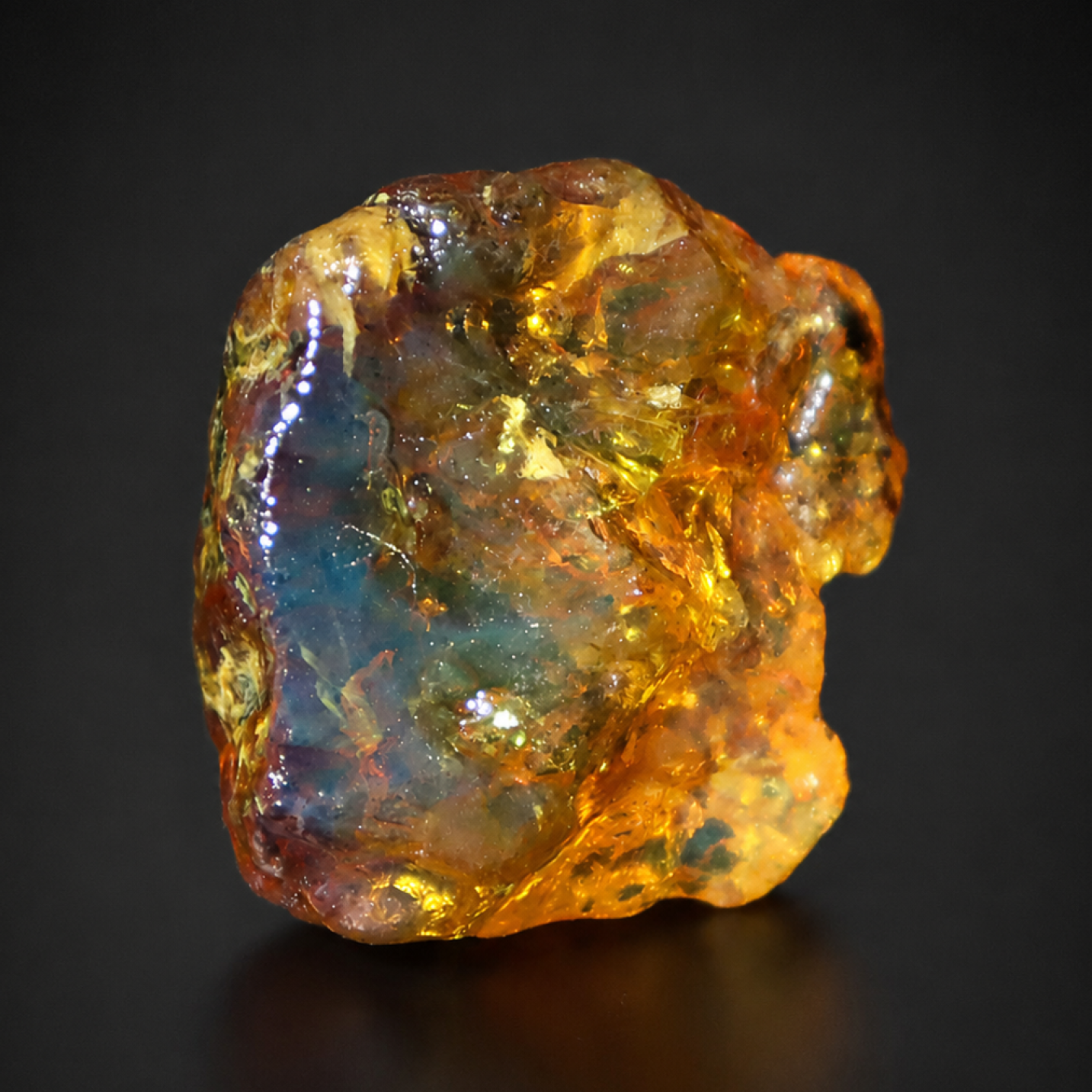 Clear orange blue Natural Dominican Amber rough Rough Specimen 35 mm