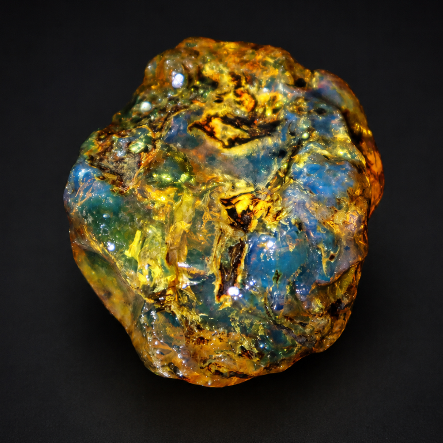 Clear deep blue Natural Dominican Amber rough Rough Specimen 44 mm