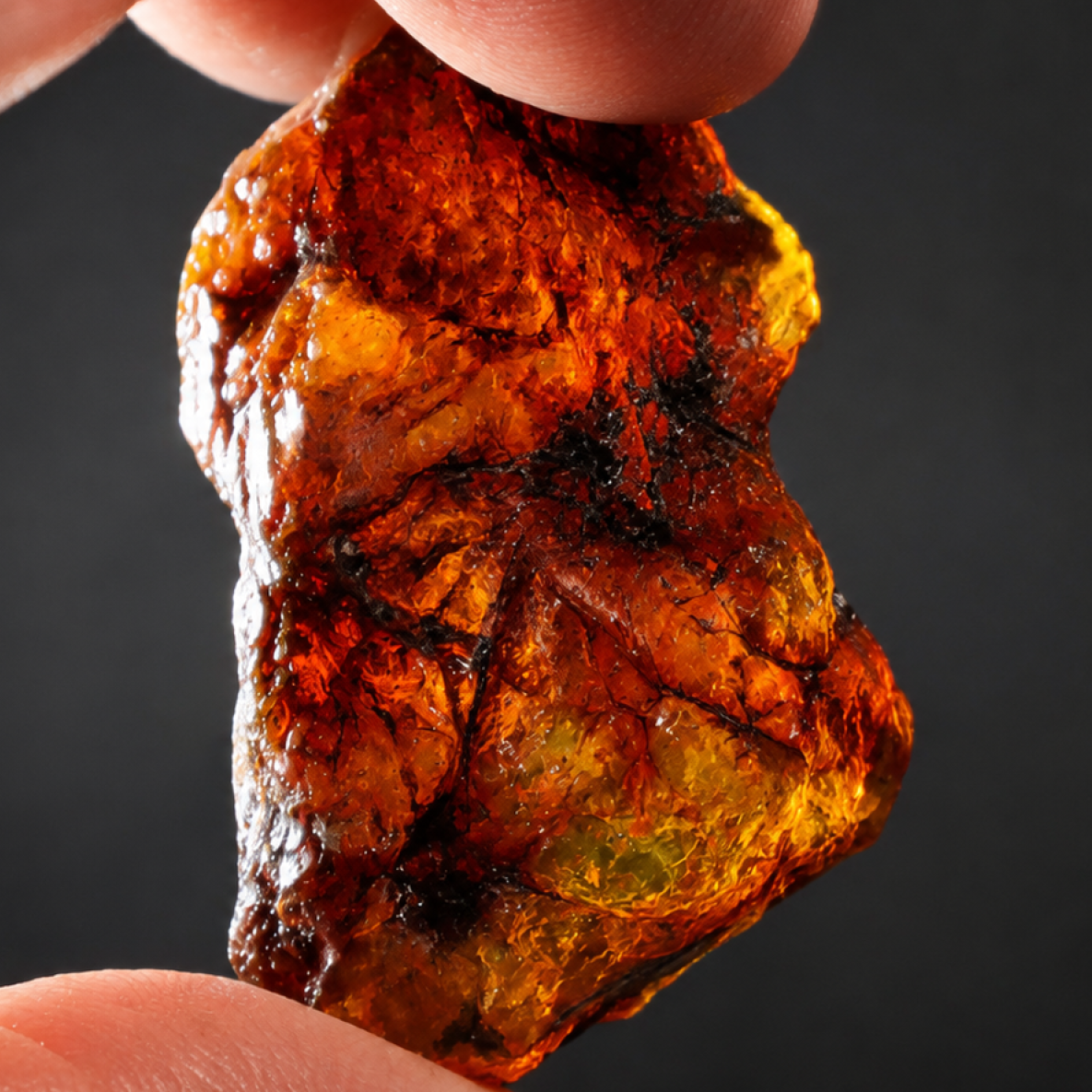 Clear deep orange Natural Dominican Amber rough Rough Specimen 46 mm