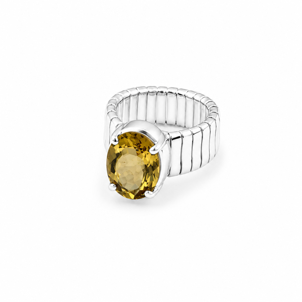 Genuine Authentic Yellow Citrine 925 Sterling Silver Oval Ring US#7 3/4