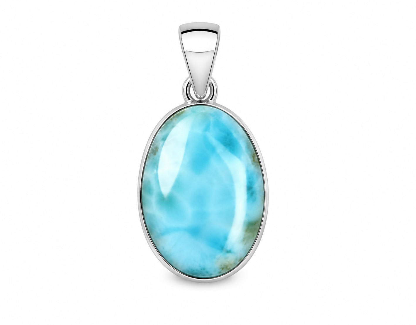 Lovely Natural Sky Blue Larimar .925 Sterling Silver Pendant 31mm