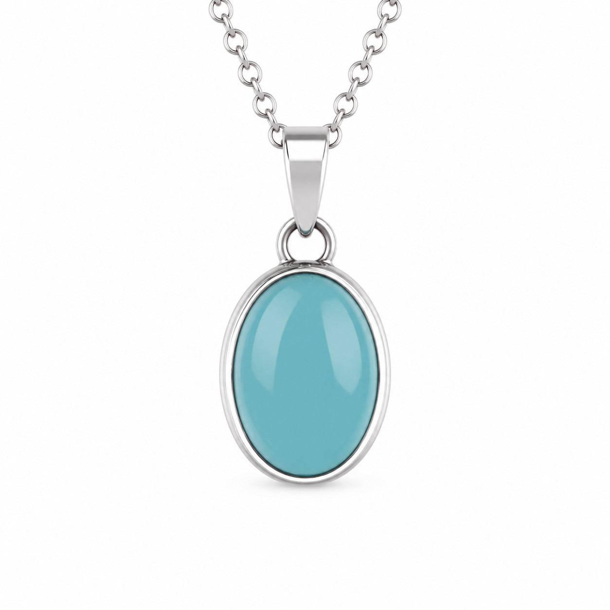 Polished Statement Blue Dyed Howlite 925 Sterling Silver Round Pendant 38mm