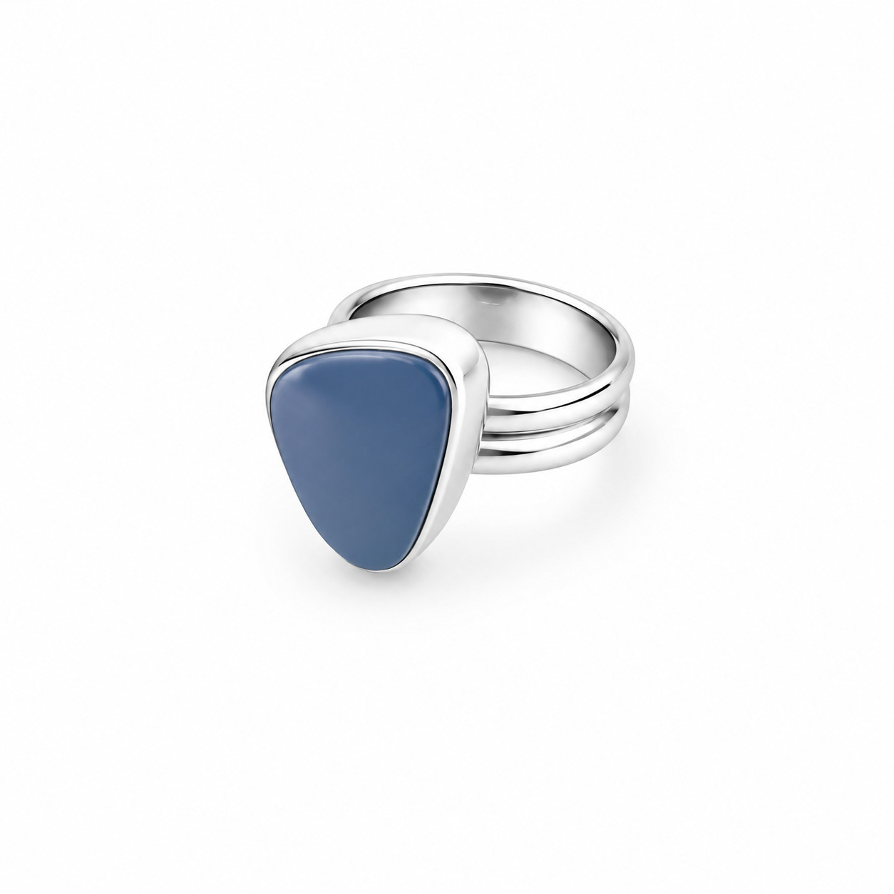 Quality Artisan Blue Blue Chalcedony 925 Sterling Silver Freeform Cabochon Ring