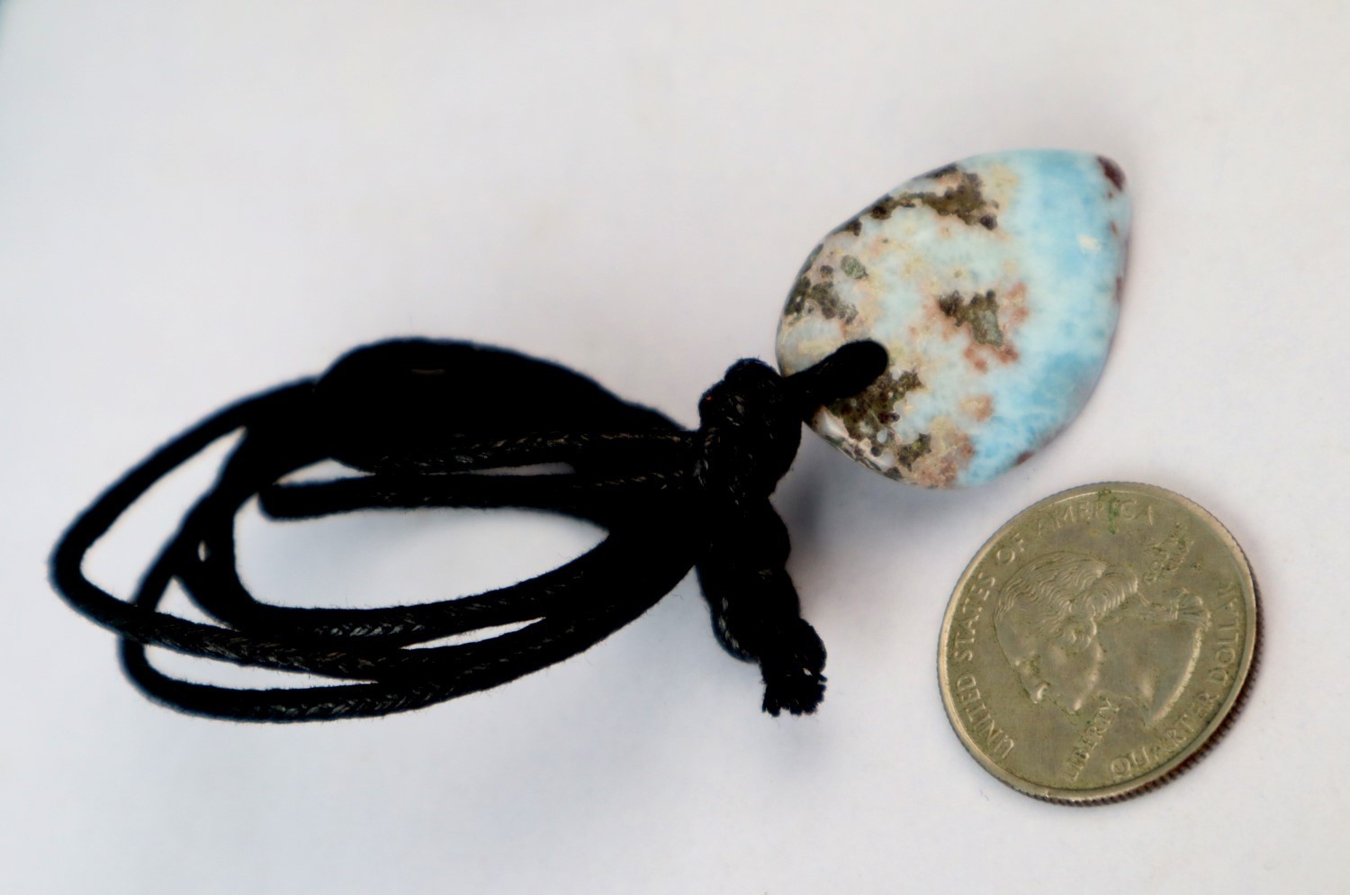 Finest Natural Sky Blue Larimar Necklace adjustable free leather cord